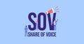 SOV Share of voice. Communication online media marketing promotional technologies informational reference.