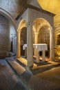 Very ancient altar of the romanesque church of Sovana, Italy