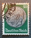 SOVATA, ROMANIA - Jul 02, 2020: old German stamp from 1934 with the image of Paul von Hindenburg. 02.Jul.2020 in Sovata city - Royalty Free Stock Photo