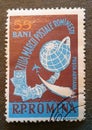 SOVATA, ROMANIA - Jul 02, 2020: Old postage stamp from Romania circa 1961 shows the Romanian Philatelists Association Royalty Free Stock Photo