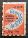 SOVATA, ROMANIA - Jul 02, 2020: Old postage stamp from Romania circa 1961 shows the Romanian Philatelists Association Royalty Free Stock Photo