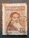 SOVATA, ROMANIA - Jul 02, 2020: old stamp from Argentina 1942 with the image of Bernardino Rivadavia Royalty Free Stock Photo