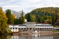 View of Ursu Lake in Sovata resort, Romania.