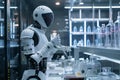 Sovereign AI system in lab conducting delicate experiments, operating with greater accuracy than possible by humans. Inside the