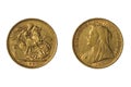 Gold sovereign coin of Great Britain, 1893