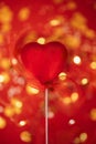 Sovereign velvet hearts on a red backdrop. Copy space. Valentine day concept Royalty Free Stock Photo