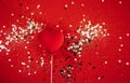 Sovereign velvet hearts on a red backdrop. Copy space. Valentine day concept Royalty Free Stock Photo