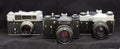 Soviet analog cameras are ready to work Royalty Free Stock Photo