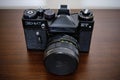 Soviet analog 35 mm SLR film camera Zenit ET, with Helios 44M-4 58 mm lens