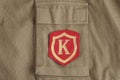 Soviet Army Commandant shoulder patch on khaki uniform