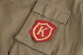 Soviet Army Commandant shoulder patch on khaki uniform