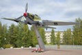 Soviet attack aircraft IL-2. The monument to the defenders of Leningrad. Lebyazhye, Leningrad region Royalty Free Stock Photo