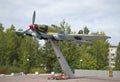 Soviet attack aircraft IL-2. The monument to the defenders of Leningrad in sky. Leningrad region Royalty Free Stock Photo