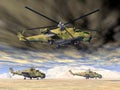 Soviet attack helicopters of the cold war Royalty Free Stock Photo