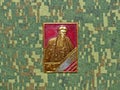 Soviet badge depicting Vladimir Ilyich Lenin Ulyanov from the collections `Vladimir Lenin`. Closeup. Faleristics.