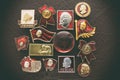 Soviet badges with the Communist leader Lenin