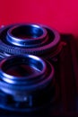 Soviet close up camera detailed lens shooting Royalty Free Stock Photo