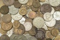 Soviet coins, rubles and pennies of yellow and white metal, a large clan Royalty Free Stock Photo