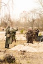 The Soviet commander takes German soldiers prisoner after the ba