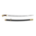 Soviet Era Cossack Sabre with Sheath on white. Top view. 3D illustration