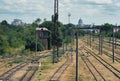 Soviet-era train station and railway in the city of Tiraspol, Transnistria