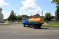 Soviet era vehicle with the tank for the milk transportation to retail outlets, Nesvizh, Belarus