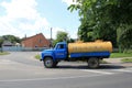 Soviet era vehicle with the tank for the milk transportation to retail outlets, Nesvizh, Belarus