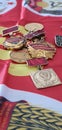 Soviet flag and Original Medals & badges