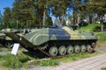 Soviet infantry fighting vehicle BMP-1K of the 1966 model in the armored vehicles museum of the Parola