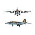 Soviet jet fighter SU-25 isolated on white background. Military strike aircraft of World war time. Frogfoot - NATO codification Royalty Free Stock Photo