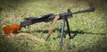 Soviet light machine gun on green grass. Close up Royalty Free Stock Photo