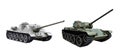 Soviet medium tank and self-propelled gun . Isolate on white Royalty Free Stock Photo