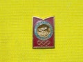 Soviet metal badge featuring the swimming and with the inscription in Russian `Moscow 80, Olympic games`