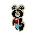 Soviet metal badge with the image the Olympic bear-80, from the series `Olympic games 1980`. Faleristics, sports. Royalty Free Stock Photo