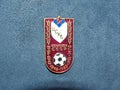 Soviet metal badge with the inscription `CSKA Moscow the champion of the USSR and the year of victory`