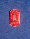 Soviet metal badge with the inscription in Russian `XXII Olympiad, Moscow, 1980`, from the series `Olympic games 1980`