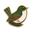Soviet metallic badge with the image of a warbler