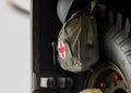 Soviet military cold war first aid bag with red cross for medic Royalty Free Stock Photo