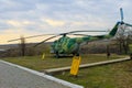 Soviet military helicopter in park. Yuzhnoukrainsk, Ukraine