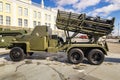 The Soviet military machine retro exhibit of the military historic Museum, Yekaterinburg, Russia, 31.03.2018 Royalty Free Stock Photo