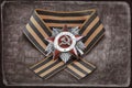 Soviet military order and award ribbon, antique toned Royalty Free Stock Photo