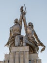 Soviet monument Worker and Collective Farm Girl. Close-up view.