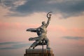 Soviet monument worker and collective farmer in the Urals in the Museum of military equipment, Yekaterinburg, Upper Pyshma, Russia