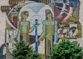 Soviet mural on a wall of a building from Chisinau Royalty Free Stock Photo