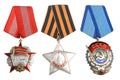 Soviet orders and awards on white Royalty Free Stock Photo