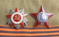 Soviet orders. Red Star and Greate National War Royalty Free Stock Photo