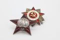 Soviet orders. Red Star and Greate National War Royalty Free Stock Photo