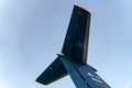 Soviet plane tail details at VDNKh exhibition center. Yak-42 showpiece in Moscow