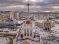 The Soviet red star on the top of the tower built in Stalin\'s period in Ulan-Ude, Buryatiya, Russia.