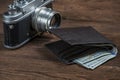 Soviet retro camera and wallet